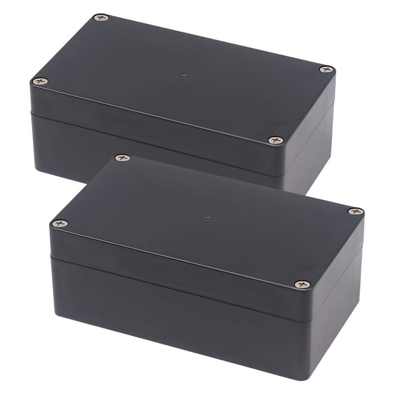 Zulkit Junction Box, Zulkit Project Box IP65 Waterproof Outdoor Box ABS Plastic Electrical Boxes Electronic Enclosure Black 6.22 x 3.54 x 2.36 inch (158 x 90 x 60 mm)(Pack of 2) - Image 1
